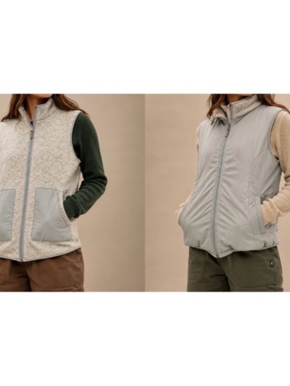 SMARTWOOL Vest Womens S Grey Anchor Line Reversible Sherpa Vest Wool Gray